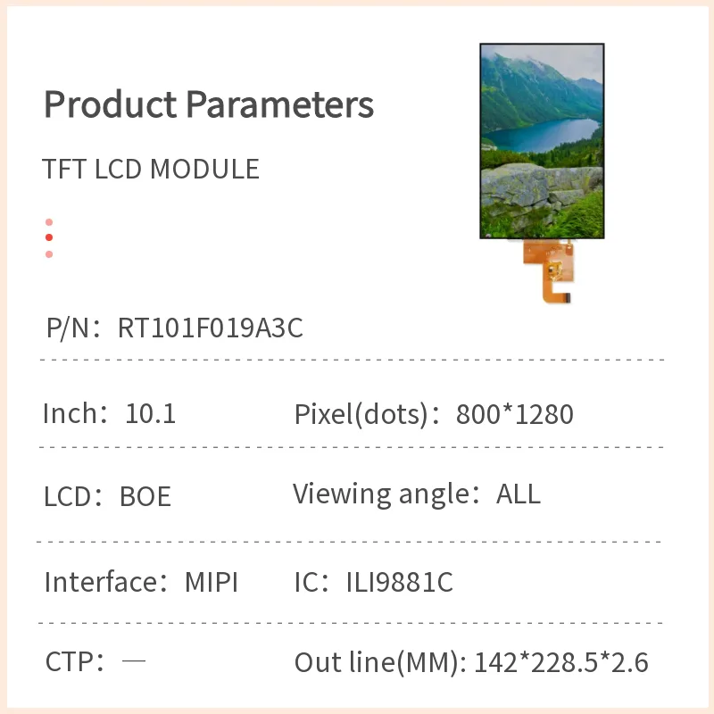 10.1-inch TFT LCD Module – HD 800×1280 IPS Display