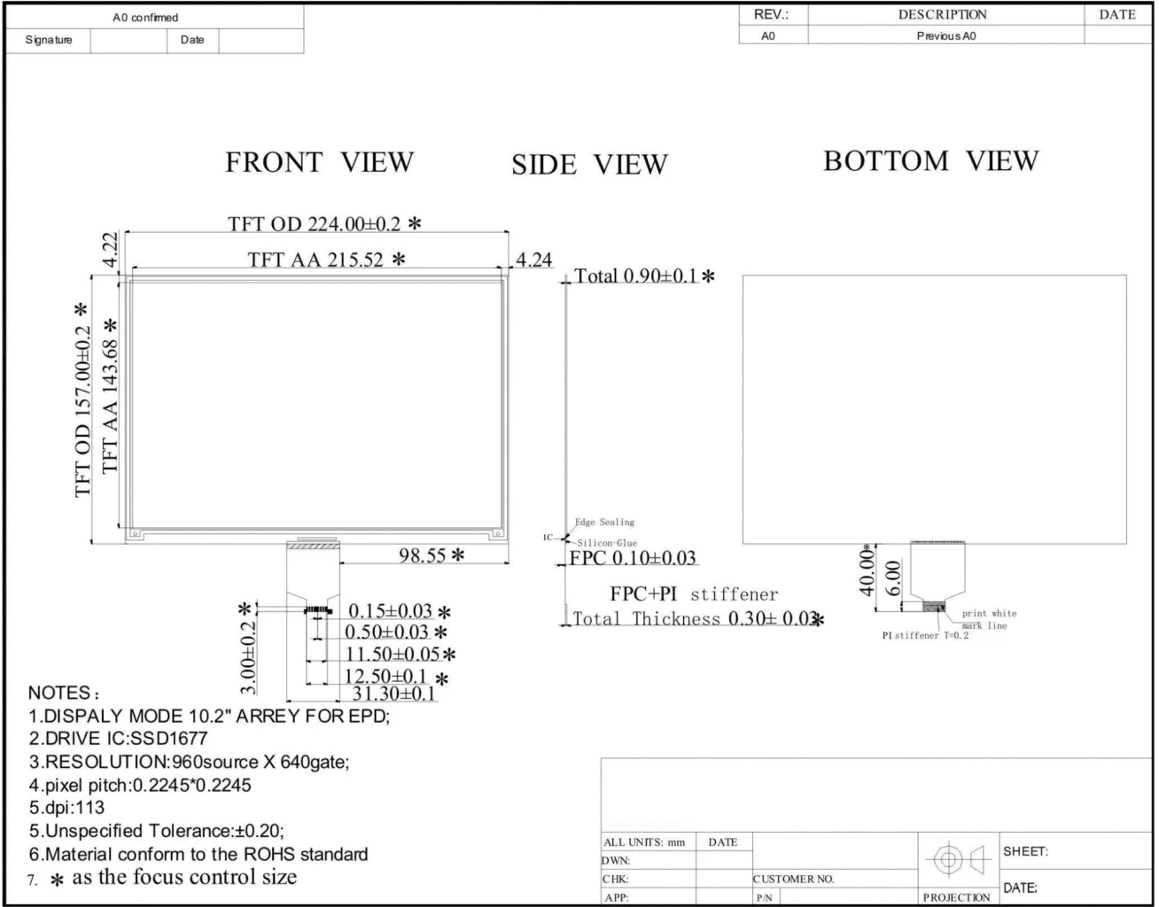 10.2 inch tri-color e-paper display module e ink screen