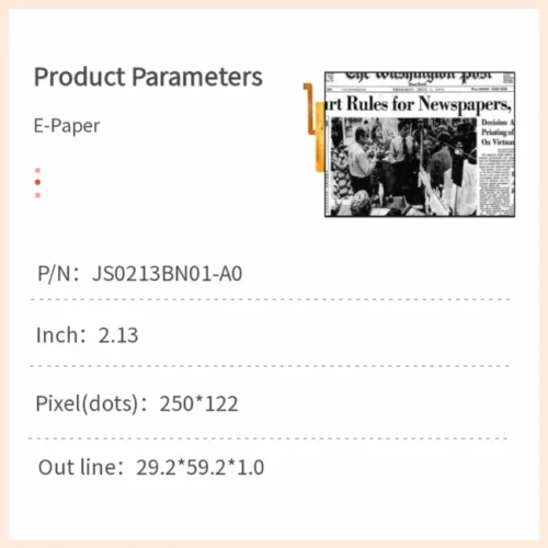 2.13 Inch Three-Color E-Paper Display Module ultra-low power display