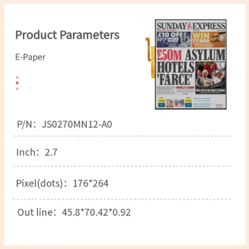 2.7 Inch E-Paper Display Module