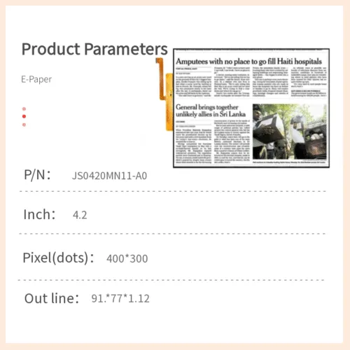 Écran E-Paper de 4,2 pouces - Module d'encre électronique à contraste élevé