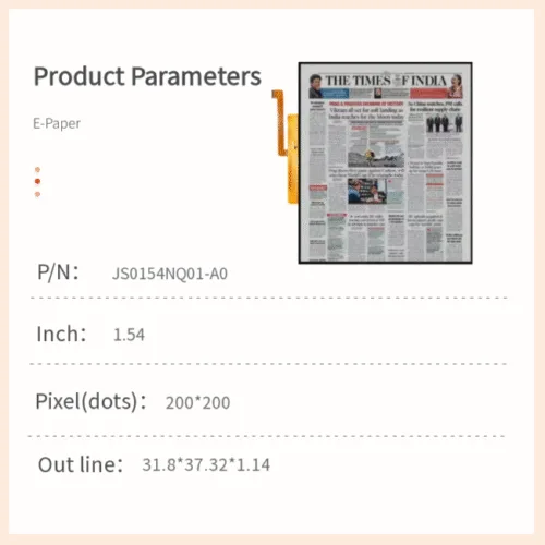 1,54 pouce e-paper display e ink module high contrast