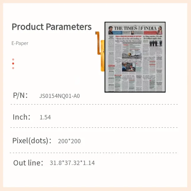 1.54 inch e‑paper display e ink module high contrast