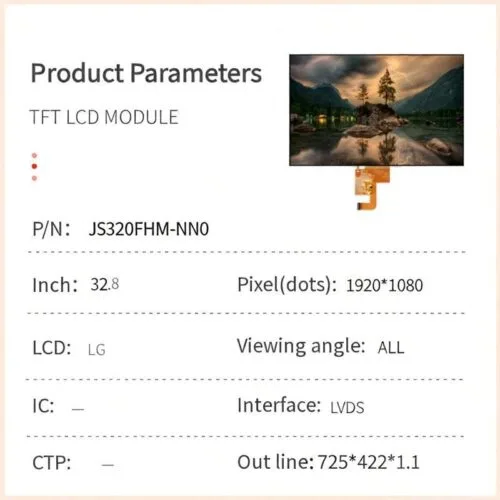 32‑inch TFT LCD Module – Full HD 1920×1080 Display