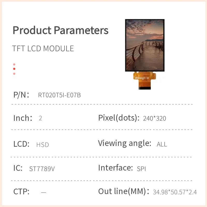 Módulo de visualización TFT LCD de 2 pulgadas y pantalla de 240x320