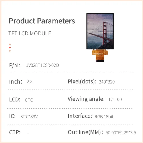 2.8 inch TN TFT LCD module 320x240 display