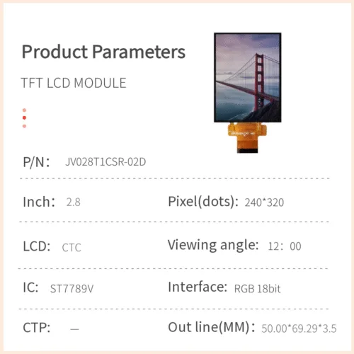 2.8 inch TN TFT LCD module 320x240 display