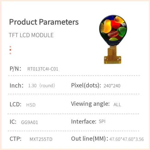 1.3 inch TFT LCD module 240x240 IPS display