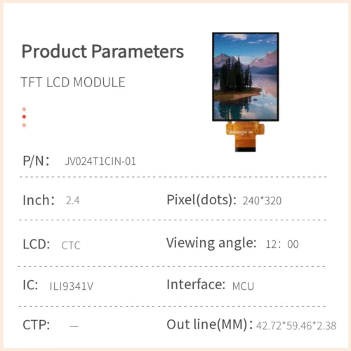 2.4 inch TFT LCD display module 320x240 screen