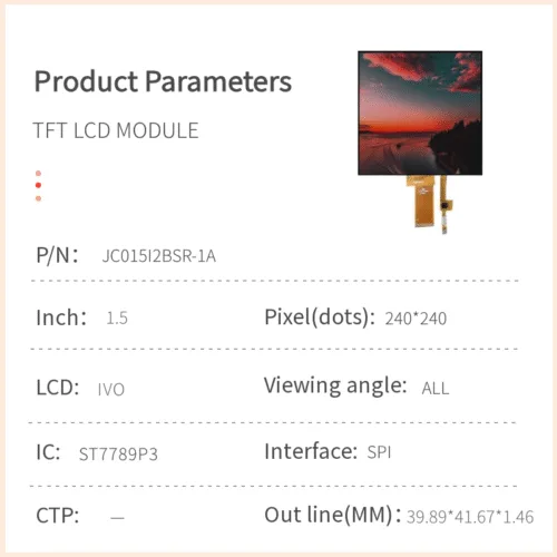 1.5 inch TFT LCD module display screen
