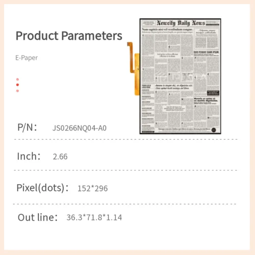 Module d'affichage papier électronique de 2,66 pouces