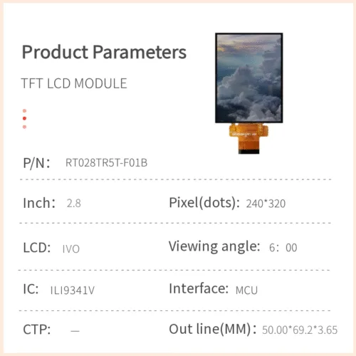 2.8インチTFT LCDモジュール