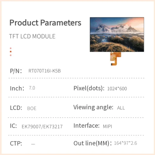 Módulo LCD TFT de 7,0 pulgadas