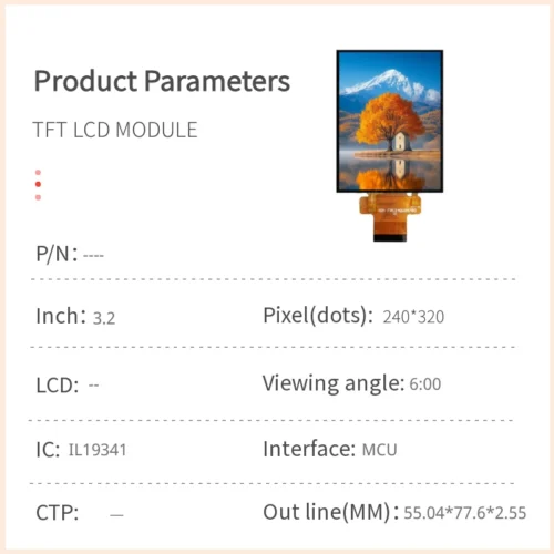 Pantalla LCD TFT de 3,2 pulgadas