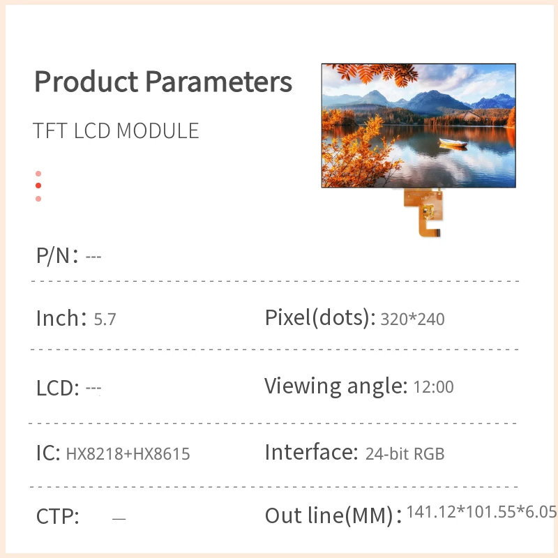 Pantalla LCD TFT de 5,7 pulgadas