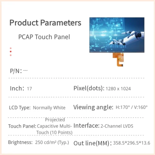 17 inch Industrial SXGA TFT LCD Display Module with Projected Capacitive Touch