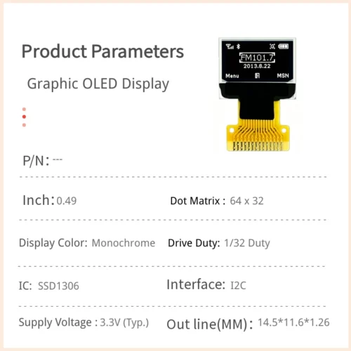 0.49 inch Compact OLED Display Module with I2C Interface_1 0.49 inch Compact OLED Display Module with I2C Interface