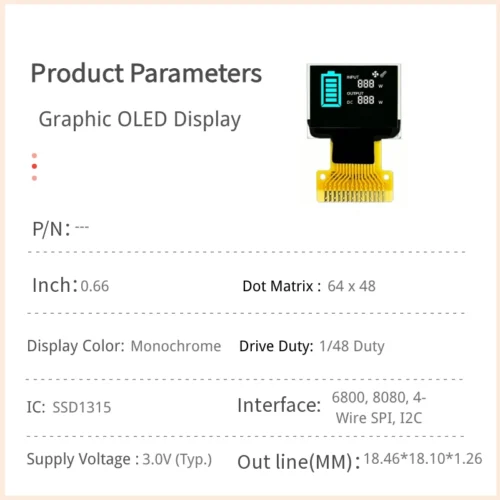 0.66 inch OLED Display Module with 64x48 Resolution and SSD1315 Controller_1 0.66 inch OLED Display Module with 64x48 Resolution and SSD1315 Controller