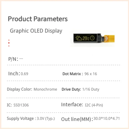 0.69 inch Ultra-Long Bar OLED Display Module with 96x16 Resolution - 4-Pin I2C_1 0.69 inch Ultra-Long Bar OLED Display Module with 96x16 Resolution - 4-Pin I2C