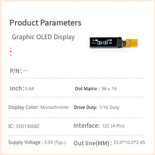 0.84 inch Ultra-Long Bar OLED Display Module with 96x16 Resolution - 4-Pin I2C_1 0.84 inch Ultra-Long Bar OLED Display Module with 96x16 Resolution - 4-Pin I2C