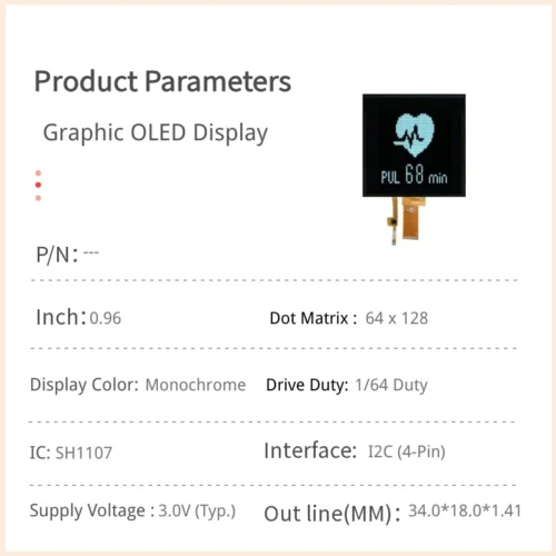 0.96 inch OLED Display Module with 64x128 Resolution - 4-Pin I2C_1 0.96 inch OLED Display Module with 64x128 Resolution - 4-Pin I2C