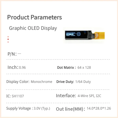 0.96 inch OLED Display Module with 64x128 Resolution - Vertical Orientation_1 0.96 inch OLED Display Module with 64x128 Resolution - Vertical Orientation